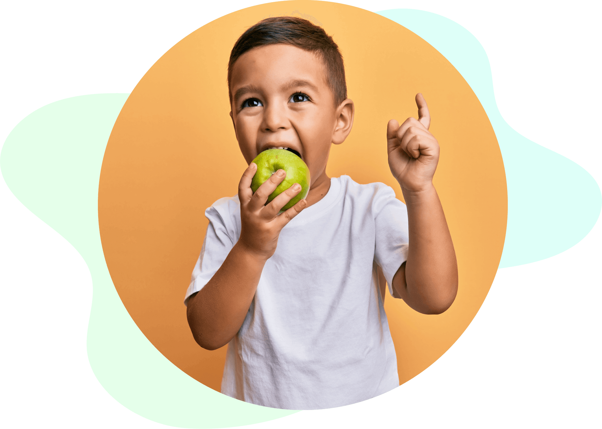 preschool boy eating apple