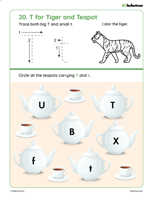 Letter T worksheet for preschool