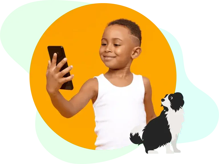 toddler watching learning app on phone