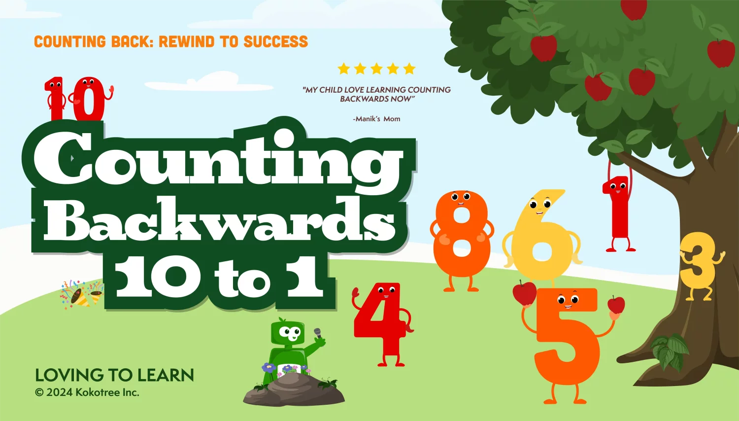 Counting Backwards 10 to 1 Preschool Learning Video - Kokotree