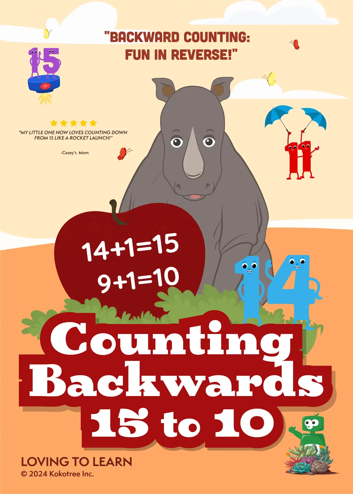Counting Backwards 15 to 10 Preschool Learning Video